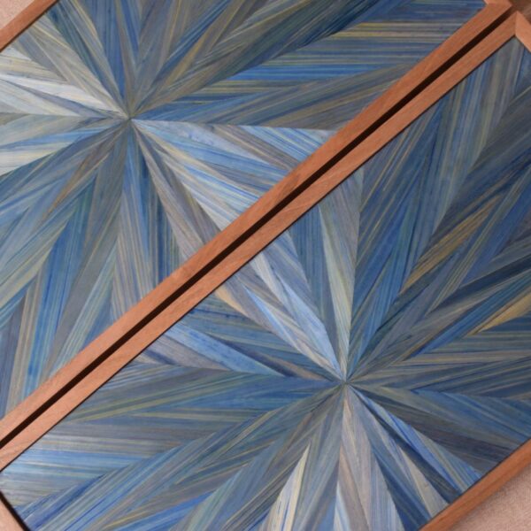 Motif étoile marqueterie de paille et bois